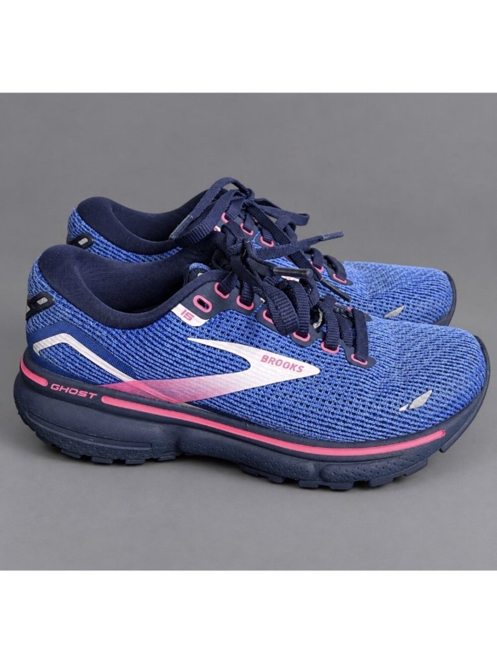 BROOKS Womens Size 5M Ghost 15 Running Shoes Sneakers Blue No Insoles